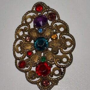 Antique Vintage Multicolor Brooch with Gemstones